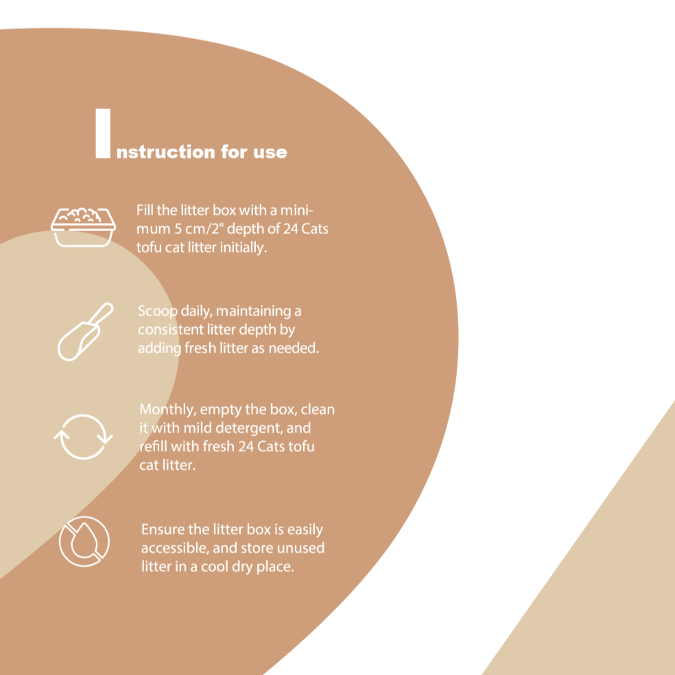 24 CATS Pea Husks Natural Tofu Cat Litter 9KG/19.8lbs - Vanilla/Quick clumping, Odor Control & Dust Free