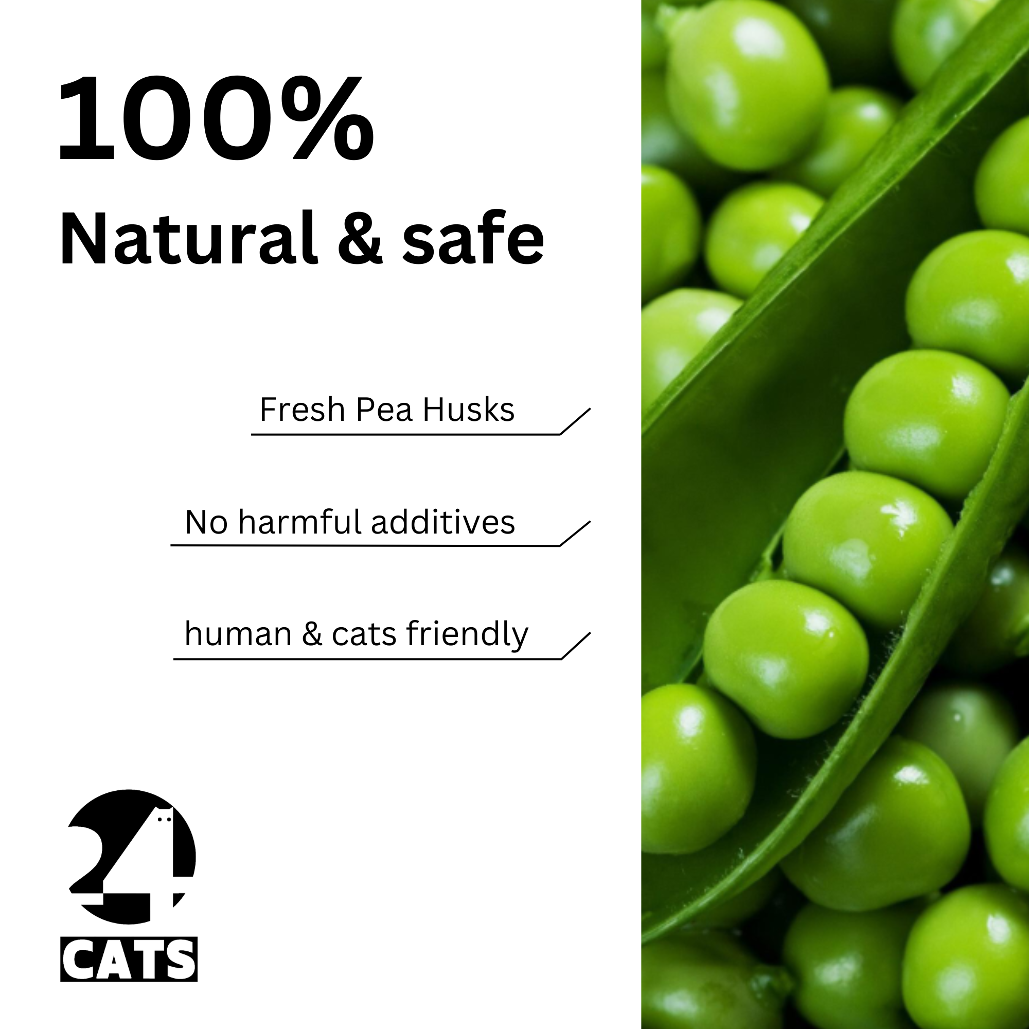 24 CATS Pea Husks Natural Tofu Cat Litter 9KG/19.8lbs - Vanilla/Quick clumping, Odor Control & Dust Free