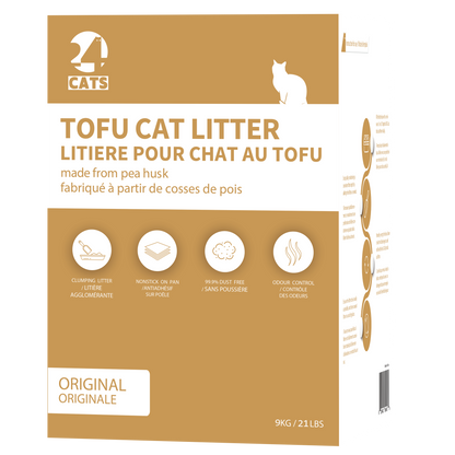 2mm Bigger Granules Less Dust - 24 CATS Pea Husks Natural Tofu Cat Litter 9KG/19.8lbs - Original