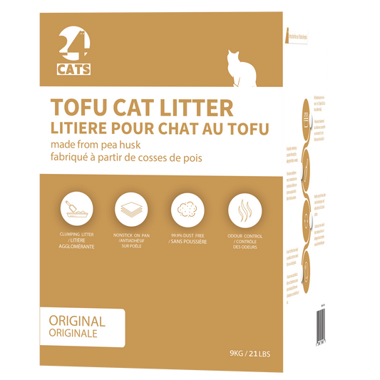 2mm Bigger Granules Less Dust - 24 CATS Pea Husks Natural Tofu Cat Litter 9KG/19.8lbs - Original