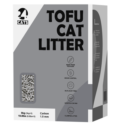 24 CATS Pea Husks Natural Tofu Cat Litter 9KG/19.8lbs - Carbon/Quick Clumping, Odor Control & Dust Free