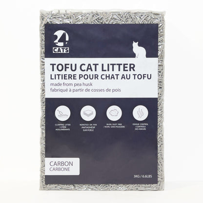 24 CATS Pea Husks Natural Tofu Cat Litter 6KG/13.2lbs - Carbon/Quick Clumping, Odor Control & Dust Free