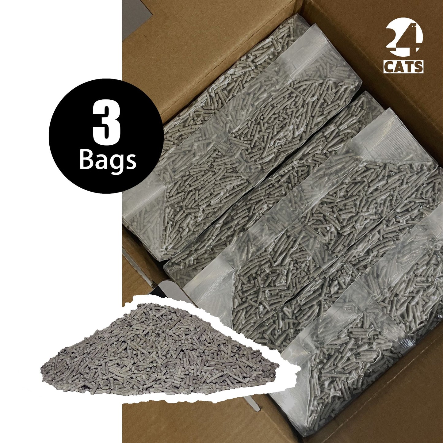 24 CATS Pea Husks Natural Tofu Cat Litter 9KG/19.8lbs - Carbon/Quick Clumping, Odor Control & Dust Free