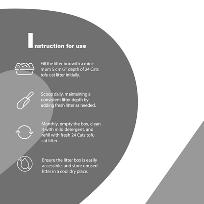 24 CATS Pea Husks Natural Tofu Cat Litter 9KG/19.8lbs - Carbon/Quick Clumping, Odor Control & Dust Free