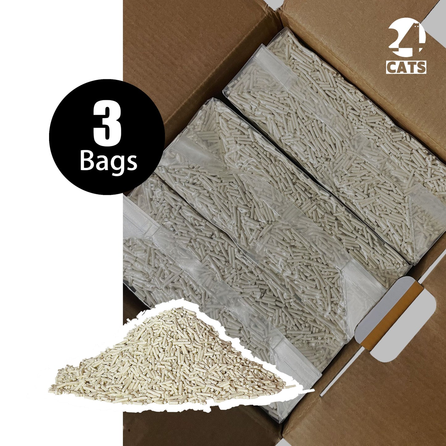 2mm Bigger Granules Less Dust - 24 CATS Pea Husks Natural Tofu Cat Litter 9KG/19.8lbs - Original